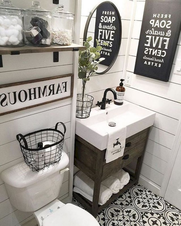 75+ Rustic Farmhouse Bathroom Tiles Ideas - Page 19 of 19